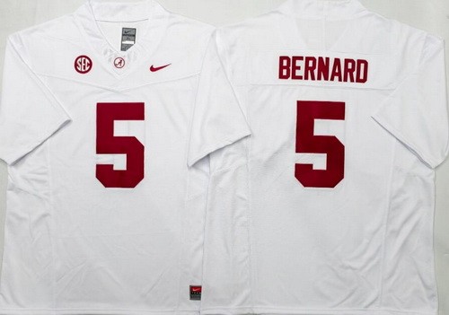 Men's Alabama Crimson Tide #5 Germie Bernard Limited White College Football Jersey