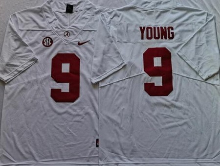Men's Alabama Crimson Tide #9 Bryce Young John Metchie III White College Football Jersey