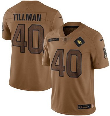 Men's Arizona Cardinals #40 Pat Tillman Limited Brown 2023 Salute To Service Jersey