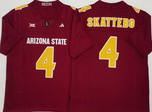 Men's Arizona State Sun Devils #4 Cameron Skattebo Limited Red College Football Jersey