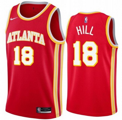 Men's Atlanta Hawks #18 Solomon Hill Red Icon Hot Press Jersey