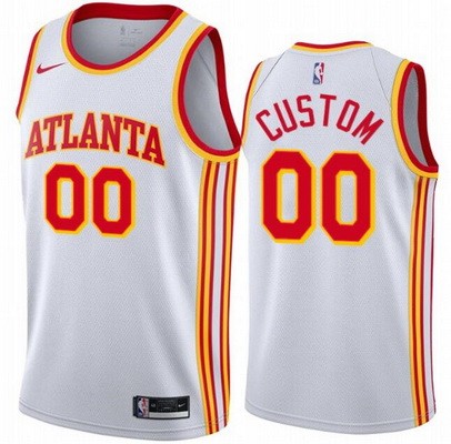 Men's Atlanta Hawks Custom White Association Icon Hot Press Jersey