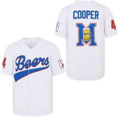 Men's BASEketball Beers #44 Joe Cooper White Baseball Jersey