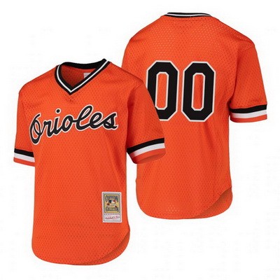 Men's Baltimore Orioles Customized Orange Throwback Mesh Jersey