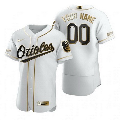 Men's Baltimore Orioles Customized White Gold 2020 FlexBase Jersey