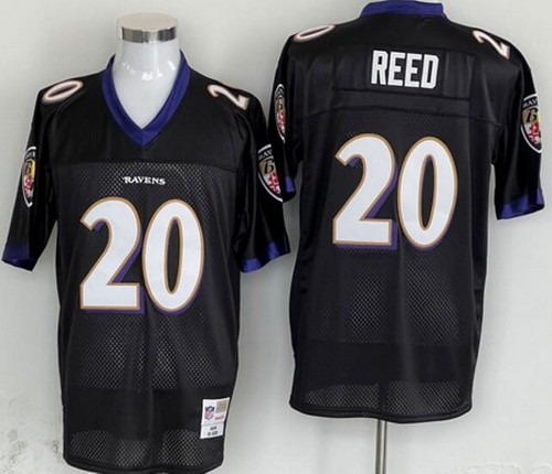 Men's Baltimore Ravens #20 Ed Reed Black Throwback Jersey