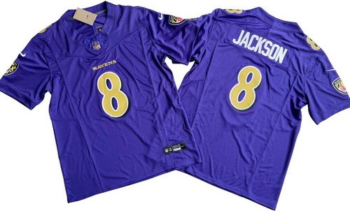 Men's Baltimore Ravens #8 Lamar Jackson Limited Purple FUSE Rush Color Jersey
