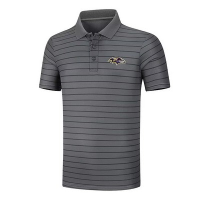 Men's Baltimore Ravens Anthracite Collection Striped Performance Pique Polo