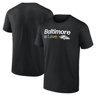 Men's Baltimore Ravens Black City Pride Team V Neck T Shirt
