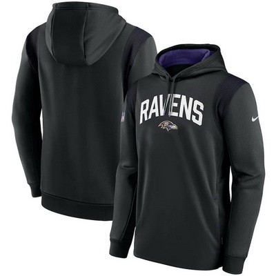 Men's Baltimore Ravens Black Sideline Athletic Stack Performance Pullover Hoodie