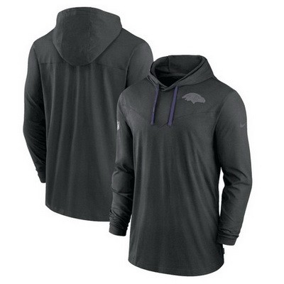 Men's Baltimore Ravens Black Sideline Pop Performance Pullover Long Sleeve Hoodie T Shirt