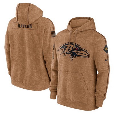Men's Baltimore Ravens Brown 2023 Salute To Service Club Pullover Hoodie