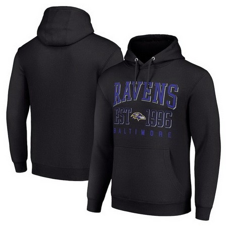 Men's Baltimore Ravens Starter Black Throwback Logo Pullover Hoodie