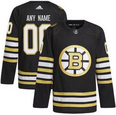 Men's Boston Bruins Customized Black 100th Anniversary Authentic Jersey