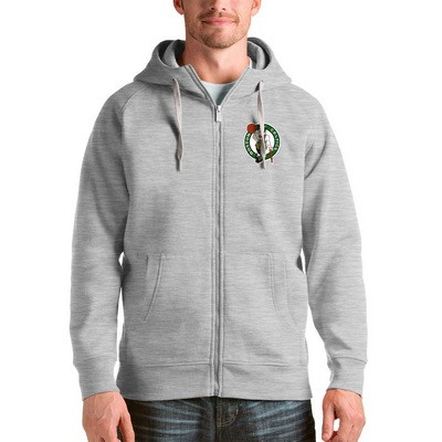 Men's Boston Celtics Gray Antigua Logo Victory Full Zip Hoodie