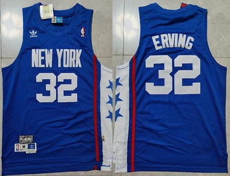 Men's Brooklyn Nets #32 Julius Erving Blue Throwback Swingman Jersey
