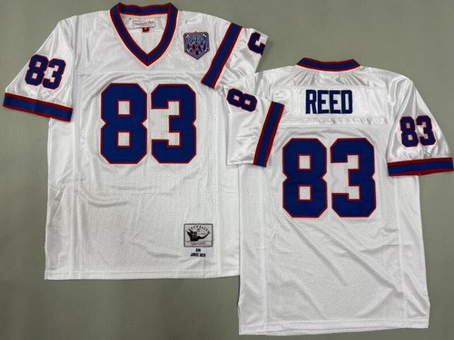 Men's Buffalo Bills #83 Andre Reed White 1990 Throwback Jersey
