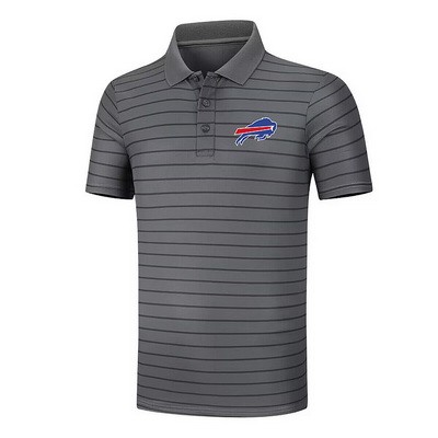 Men's Buffalo Bills Anthracite Collection Striped Performance Pique Polo