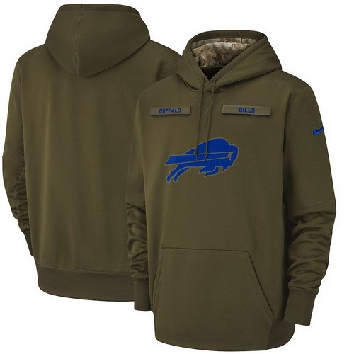 Men's Buffalo Bills Olive Salute To Service Printed Pullover Hoodie