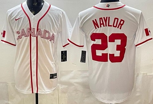 Men's Canada #23 Bo Naylor White 2026 World Baseball Classic Stadium Jersey