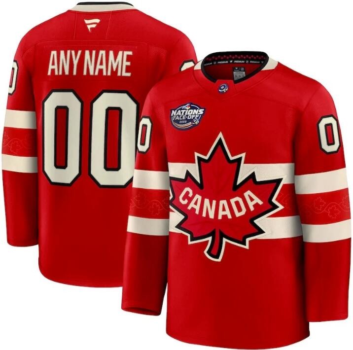 Men's Canada Custom Red 2025 4 Nations Face Off Authentic Jersey