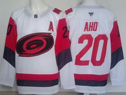Men's Carolina Hurricanes #20 Sebastian Aho White Authentic Jersey