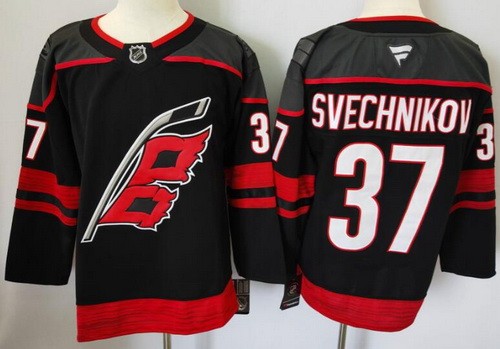 Men's Carolina Hurricanes #37 Andrei Svechnikov Black Fanatics Authentic Jersey