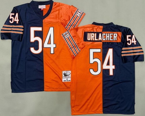 Men's Chicago Bears #54 Brian Urlacher Navy Orange Split Throwback Jersey