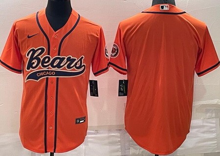 Men's Chicago Bears Blank Orange Baseball Jersey