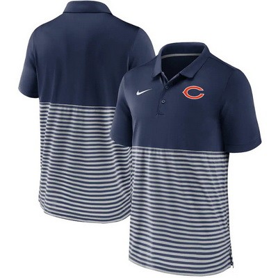Men's Chicago Bears Navy Stripes Patchwork Polo