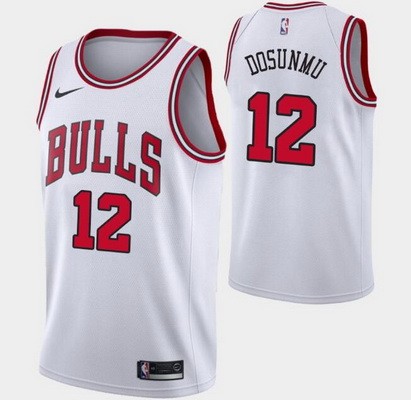 Men's Chicago Bulls #12 Ayo Dosunmu White Icon Hot Press Jersey