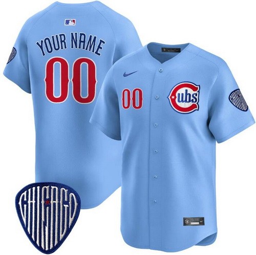 Men's Chicago Cubs Customized Baby Blue Limited Jersey