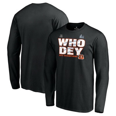 Men's Cincinnati Bengals Black 2021 AFC Champions Hometown Long Sleeves T-Shirt