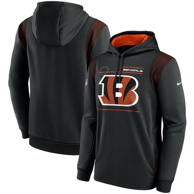Men's Cincinnati Bengals Black Sideline Logo Performance Pullover Hoodie