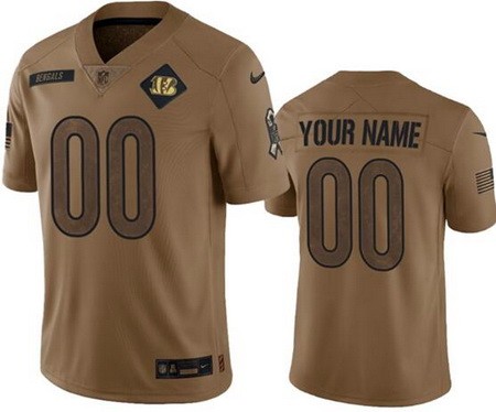 Men's Cincinnati Bengals Customized Brown 2023 Salute To Service Jersey