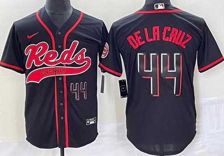 Men's Cincinnati Reds #44 Elly De La Cruz Black Player Number Fashion Baseball Jersey