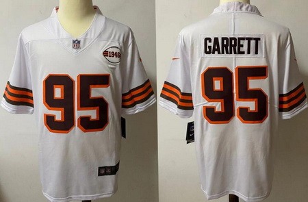 Men's Cleveland Browns #95 Myles Garrett Limited White Alternate Vapor Jersey