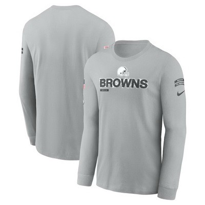 Men's Cleveland Browns Gray 2024 Salute To Service Long Sleeve T Shirt