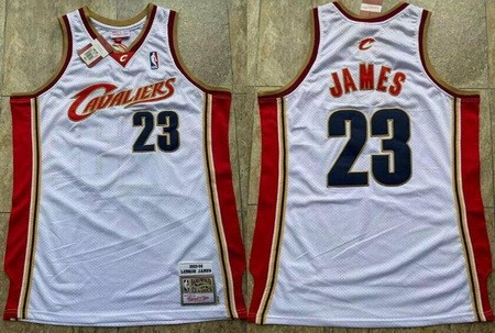 Men's Cleveland Cavaliers #23 Lebron James White 2003 Throwback Authentic Jersey