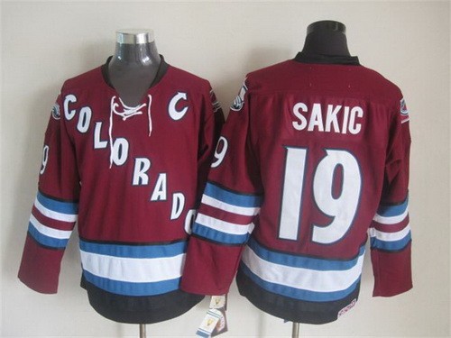 Men's Colorado Avalanche #19 Joe Sakic Red Throwback Jersey