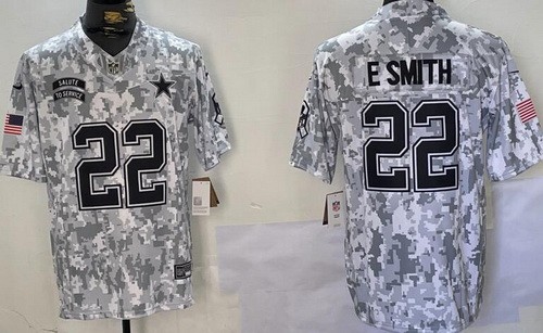 Men's Dallas Cowboys #22 Emmitt Smith Limited Arctic Camo 2024 Salute to Service Jersey