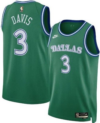 Men's Dallas Mavericks #3 Anthony Davis Green Classic Heat Press Jersey
