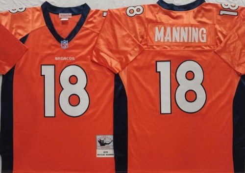 Men's Denver Broncos #18 Peyton Manning Orange 2015 Throwback Jersey