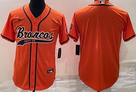 Men's Denver Broncos Blank Orange Baseball Jersey