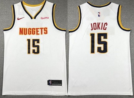 Men's Denver Nuggets #15 Nikola Jokic White Icon Sponsor Swingman Jersey