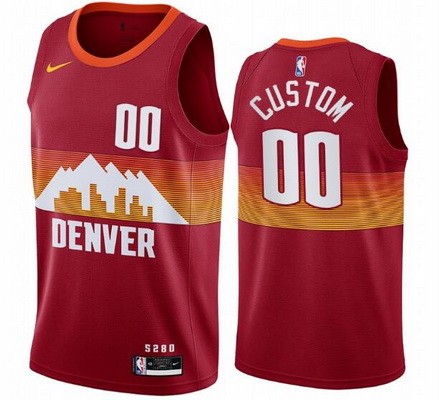 Men's Denver Nuggets Customized Red 2021 City Stitched Swingman Jersey