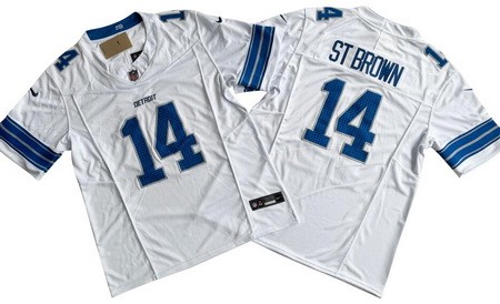 Men's Detroit Lions #14 Amon Ra St Brown Limited White 2024 FUSE Vapor Jersey