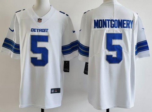 Men's Detroit Lions #5 David Montgomery Limited White Vapor Jersey