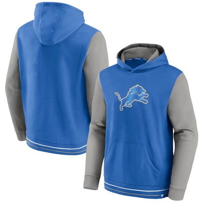 Men's Detroit Lions Blue Gray Block Party Pullover Hoodie