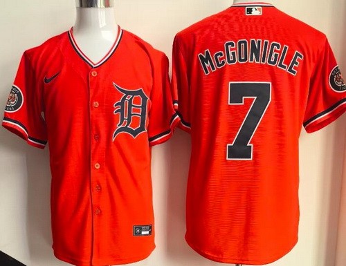 Men's Detroit Tigers #7 Kevin McGonigle Orange Stadium Jersey